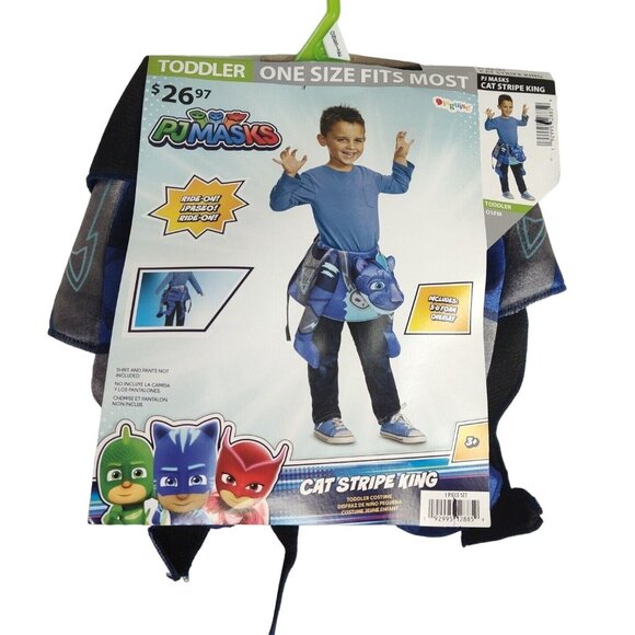 PJ Masks Blue Cat Stripe King Catboy Costume Toddler Boys Girls One Size Fit Mos - Picture 3 of 11